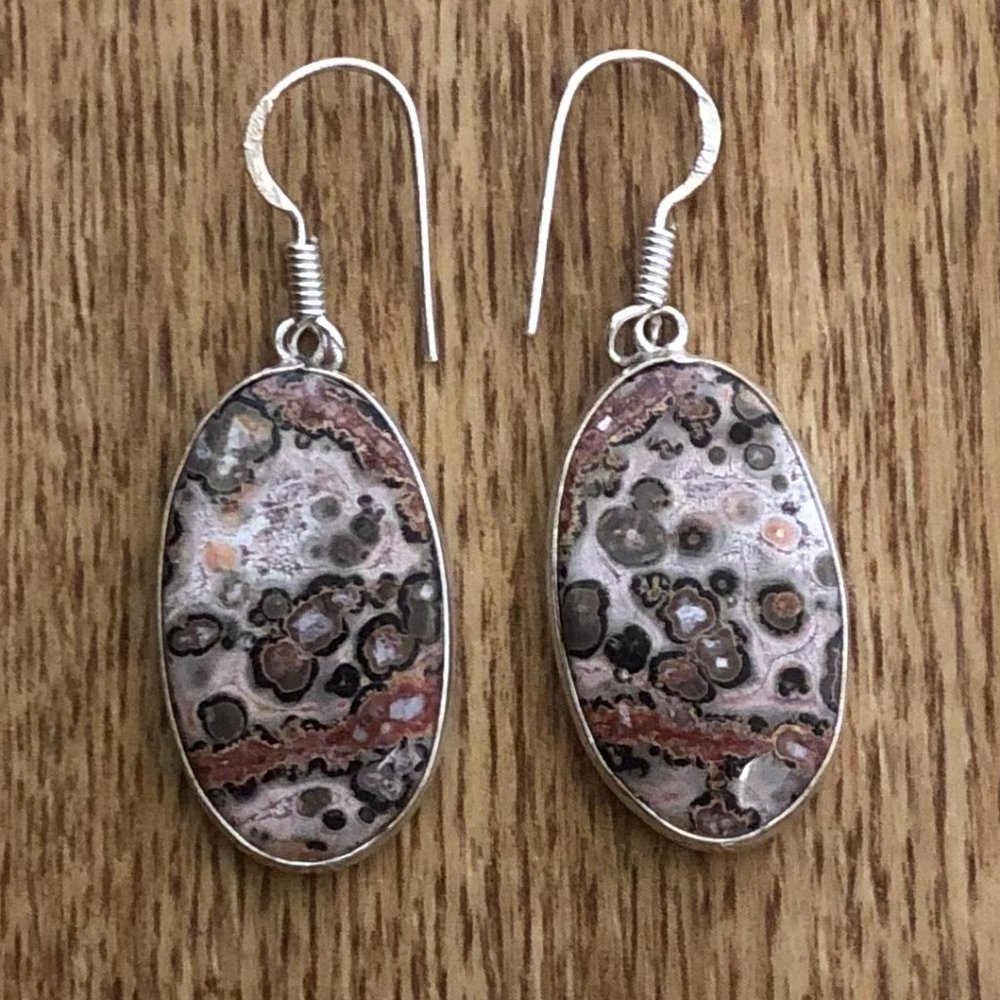 NWOT Genuine Leopard Skin Jasper Gemstone Earrings